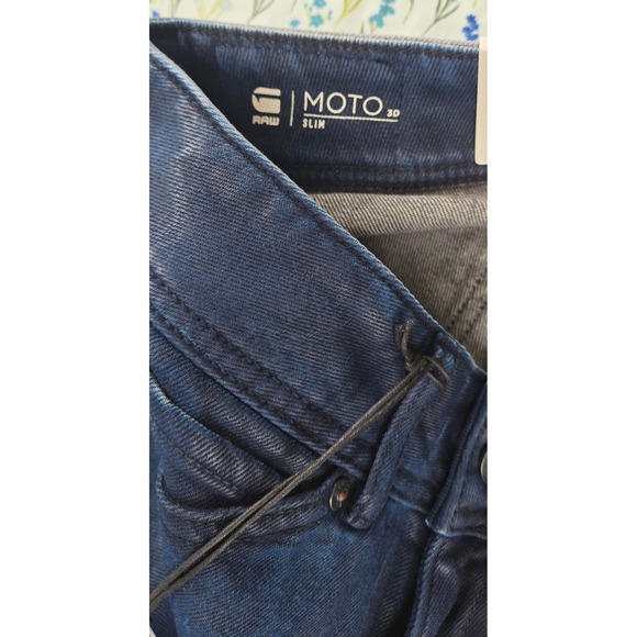 G Star RAW MOTO 3D SLIM WMN Jeans Faded Cerulean Skin Size 27x30 Zippers - Picture 7 of 11